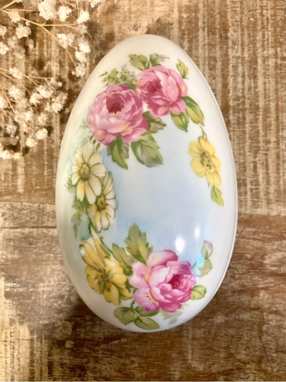 RS Prussia Floral Porcelain Egg Trinket Box – Vintage Hand‑Painted